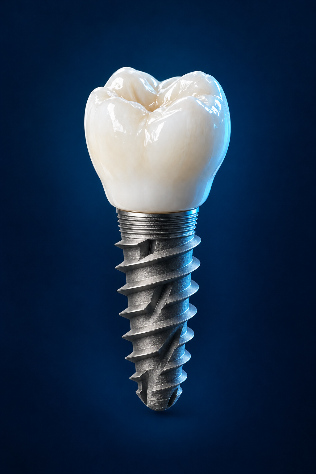 Visuel photoréaliste d’une couronne céramique sur un implant en titane